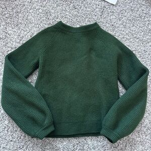 Piglet in Bed 100% Merina Wool chunky knit green sweater